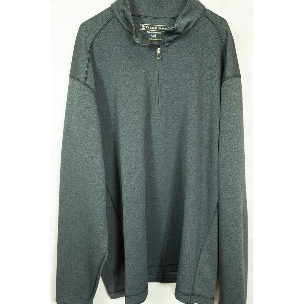 Pebble Beach Performance Mens XL 1/4 Zip Pullover Charcoal Gray Heather Golf Top